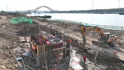 長淮衛水上服務區完成樁基和承臺工程建設